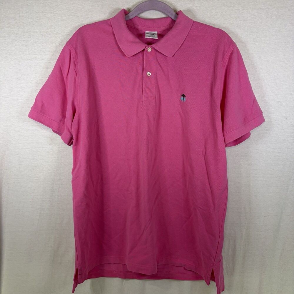 Brooks Brothers Performance Polo Shirt Men XL Barbie Pink 1818 Slim Fit Cotton